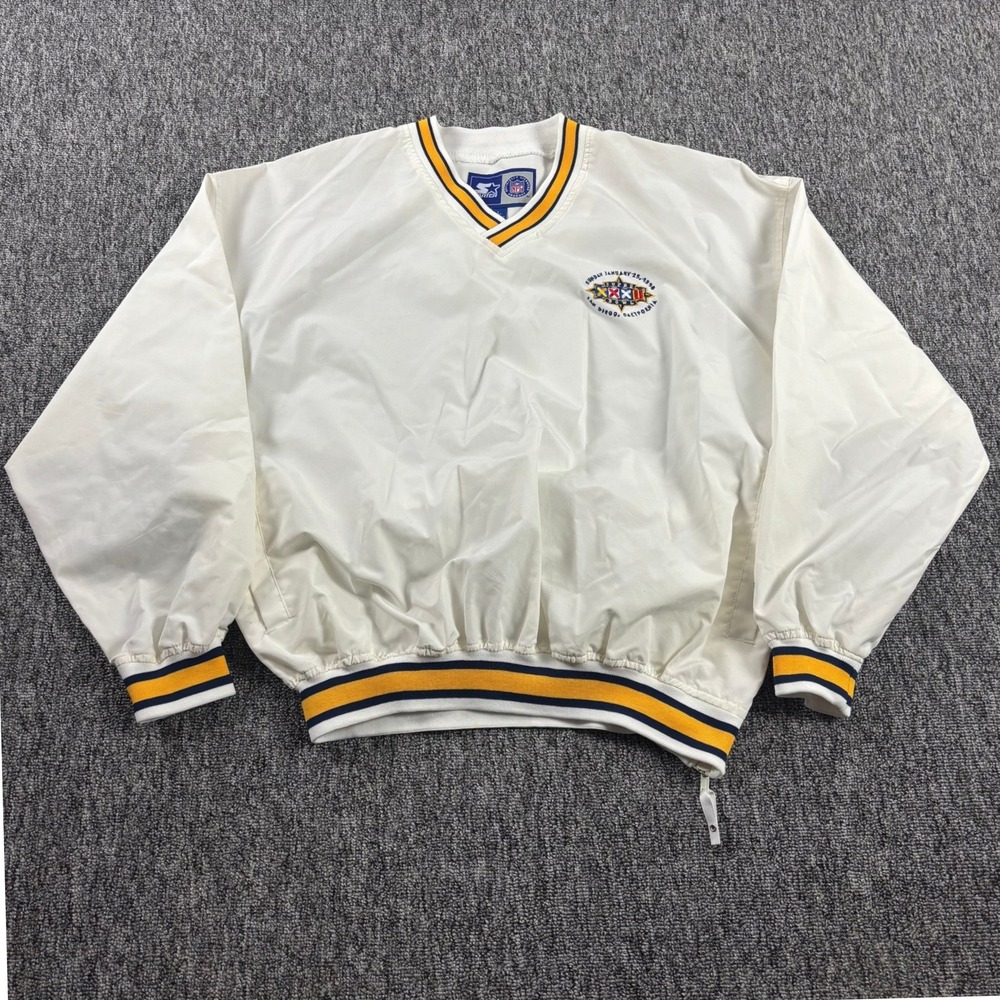 Vintage 90s Starter Broncos Packers Super Bowl 22 NFL Windbreaker White Large